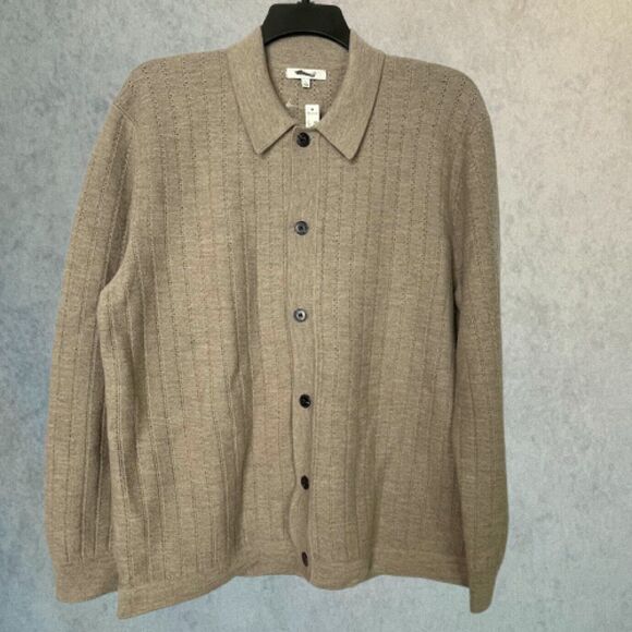Madewell Other - NEW Madewell Wool Sweater Men's Size L Tan Button Up Long Sleeve Polo Sweater